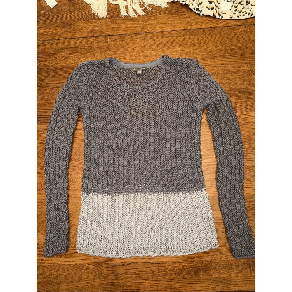 Tommy Bahama Womens XS Open Knit Tunic Pullover Sweater Long Sleeve Gray